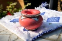 <b>Ceramika -  Popielniczka Różu Odcienie i Metalowa Obwódka<b>