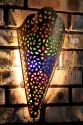 <b>       Lampion Lampa Ażurowy Kinkiet Cudny Róg z Brązu Plus Kolorowe Szkła<b>