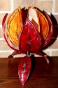 <b>     Lampion Świecznik Skórzany - Oryginalny Model - Marokański Kwiat z Pomarańczem<b>