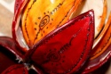 <b>     Lampion Świecznik Skórzany - Oryginalny Model - Marokański Kwiat z Pomarańczem<b>